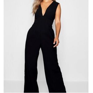 Plunge wide leg jumpsuit